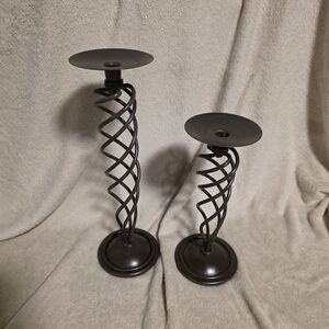 Elegant Spiral Black Candle Holders